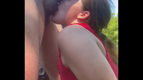 Amateur redhead public face fucking