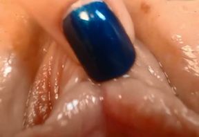 Astonishing closeup view of my own slutty wife's soaking shaved pussy