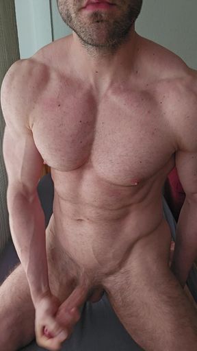 Tall muscular jock plays with BWC