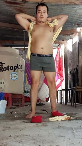 Jesus in boxer pulling his penis 174