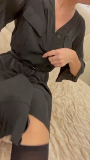 Religious Israeli woman in black dress teases you with her beautiful body (Onlyfans noa_star)