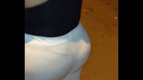 BIG ASS MATURE WOMAN IN THREAD ON THE STREET WITH SEE-THROUGH LEGGINGS