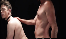 Cole Blue moans in pleasure as President Oaks pounds her tight ass with his big strapon