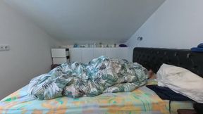 Messy cumshot from a hung twink solo slobbering his huge dick