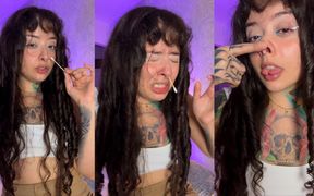 Cute Girl with a Split Tongue Sneezes for You