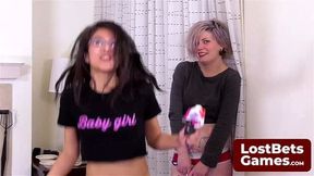 Belle found herself strapped in a Strip Body Shots game