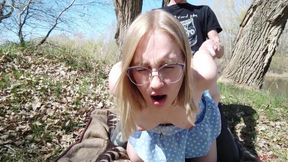 Cutie Meri Picnic Ended with Sex and Hot Cum on Her Tongue