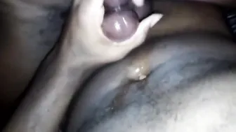 Black Twink Strokes His Big Cock Under the Night Sky