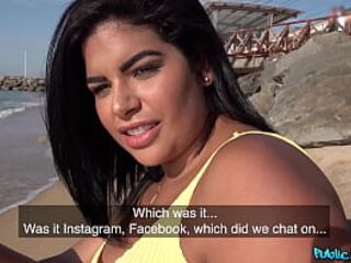 Public Agent - Her large melons bouce during the time that getting screwed in the outdoor pool