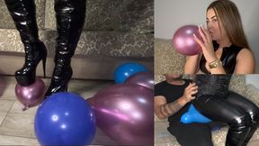 100 BALLOONS CRUSHED! Leather Butt Pop & Boots Goddess EXPLODING in MALE - 1080 HD