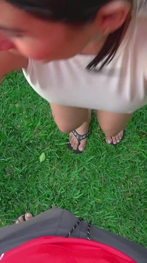 Challenge in a Park: Pregnant Girl Agrees to Use an Anal Plug