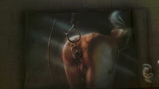Kink girl roughly bound and butt plugged on dark warehouse for bdsm play