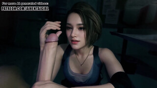 Resident Evil Jill Teasing Handjob Uncensored Hentai AI generated
