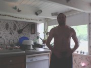 Naked and Cumming by the Wide Open Kitchen Window