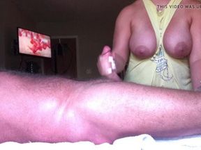 Jerking daddy off and sounding his penis till cums