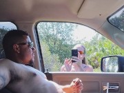 Caught masturbating in public and girl watches and films and it makes her pussy wet