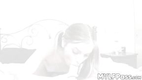 Summer Brooks sucks hunks big cock before doggystyle fuck