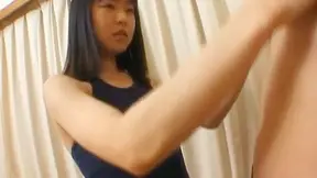 Anna Kuramoto swallows hard cock in a hot blowjob for cum in hand