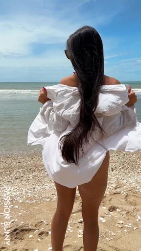 Pink Bikini and Hot Beauty Pleasure on the Beach