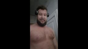 very extremely dirty talk by russian hairy man and big cumshot on hairy body