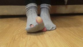 SMALL FEET IN WORN RIPPED STINKY HOLEY SOCKS - MOV Mobile Version