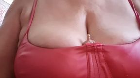 Milf Cleavage Ride Bouncy Boob Giantess unaware VORE Accidentally Eats stepSON when he falls in her chicken sandwich Lolas stepSON shrunk himself so he can ride inside his stepMOMs Sexy Cleavage in a red leather top Hes Smothered between her big tits no b