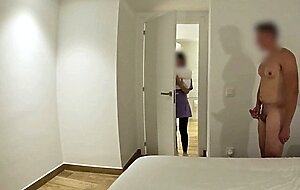 Dick flash! i surprise the hotel room service cleaner and she says yes to giving me a bj