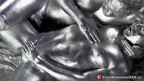 Yoshikawasaki Bangs Paint–Covered Asian Jock In Hardcore Fetish Scene