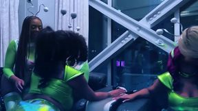 hottest intergalactic lesbian fivesome candace von, jordyn falls, lyric sky, mz. dani, and yum the boss