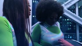 hottest intergalactic lesbian fivesome candace von, jordyn falls, lyric sky, mz. dani, and yum the boss