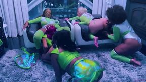 hottest intergalactic lesbian fivesome candace von, jordyn falls, lyric sky, mz. dani, and yum the boss