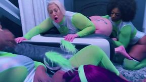 hottest intergalactic lesbian fivesome candace von, jordyn falls, lyric sky, mz. dani, and yum the boss