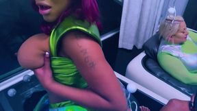 hottest intergalactic lesbian fivesome candace von, jordyn falls, lyric sky, mz. dani, and yum the boss