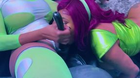 hottest intergalactic lesbian fivesome candace von, jordyn falls, lyric sky, mz. dani, and yum the boss