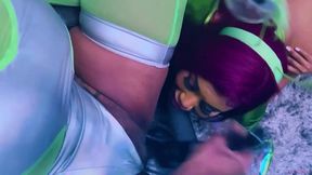 hottest intergalactic lesbian fivesome candace von, jordyn falls, lyric sky, mz. dani, and yum the boss