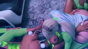 hottest intergalactic lesbian fivesome candace von, jordyn falls, lyric sky, mz. dani, and yum the boss