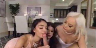 Busty MILF sucks huge cock at pre-wedding group sex party