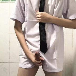 School Uniform Masturbating and Cumming 9