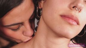 Passionate Lesbian Neck Kiss - 4K MP4