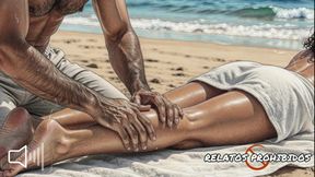 A stranger puts cream on you and fucks you on the beach. Story with a male voice. ASMR.
