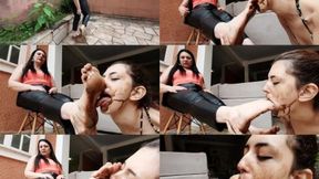 CLEANING MY LADY'S DIRTY FEET - GODDESS LETICIA MILLER & SLAVE LUNY ( 18 19 YRS OLD) EXCLUSIVE LM VIDEOS JANUARY 2025 - CLIP 1