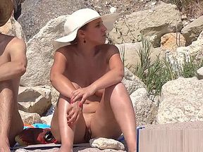 Nudist beach Couples Having Fun