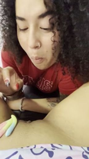 Mi gynecologist friend pulls gummies out of my wet pussy