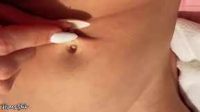 POV PLAYING WITH MY BELLY BUTTON RING - belly button fetish, piercing, navel, abs, long nails, solo female, amateur, body piercing, fetish, Mars Solo