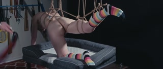SQUIRTING Partial Rope Suspension &amp; IMPACT in Striped Knee High Socks!