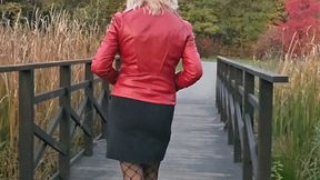 Red Leather Jacket & Black Leather Boots