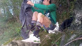 Behind the Scenes Jon Arteen After Masturbating Ejaculating Thick Cum Play Cleaning Tidying up Creating Artistic Sperm on Moss