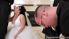 Busty bride fucks w Two BBCs in front of Cuckolding hubby