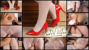 White tight tights and red shoes on beautiful Anya! I will touch you all over your body, and then fuck you doggystyle, and cum on your tights! 25 *4K 60fps