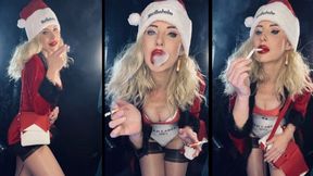 German marlboro Sandra Claus Chain smokes marlboro red (2 & 2) in nylons